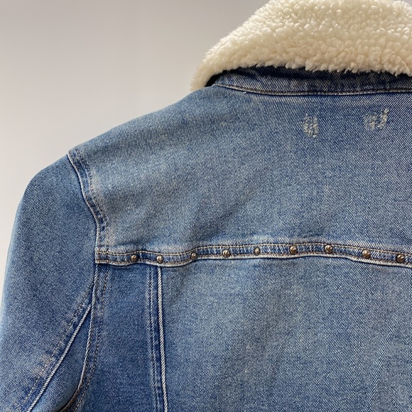 Faux Fur Collar Denim Jacket For Kids - Picture 11 of 14